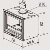 Insert bois - MODANE 75-F - Porte fonte + Turbo - 10 kw