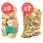 Pack Bûches (8) + Bois d'Allumage (2)